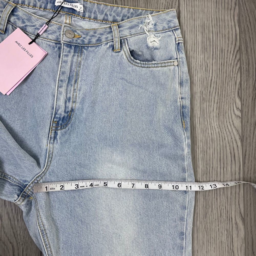 Avec Les Filles Size 31 Cotton Straight Leg Distressed High Rise Denim NEW Jeans - Picture 11 of 15